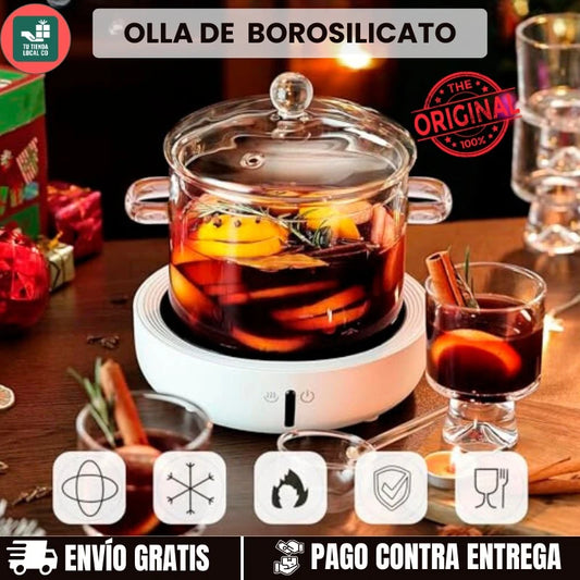 OLLA DE BOROSOLICATO GLASSFOOD® 100% ORIGINAL perfecta para preparar tus recetas favoritas 👨🏻‍🍳+ REGALO DE 5 RECETARIOS ADICIONALES