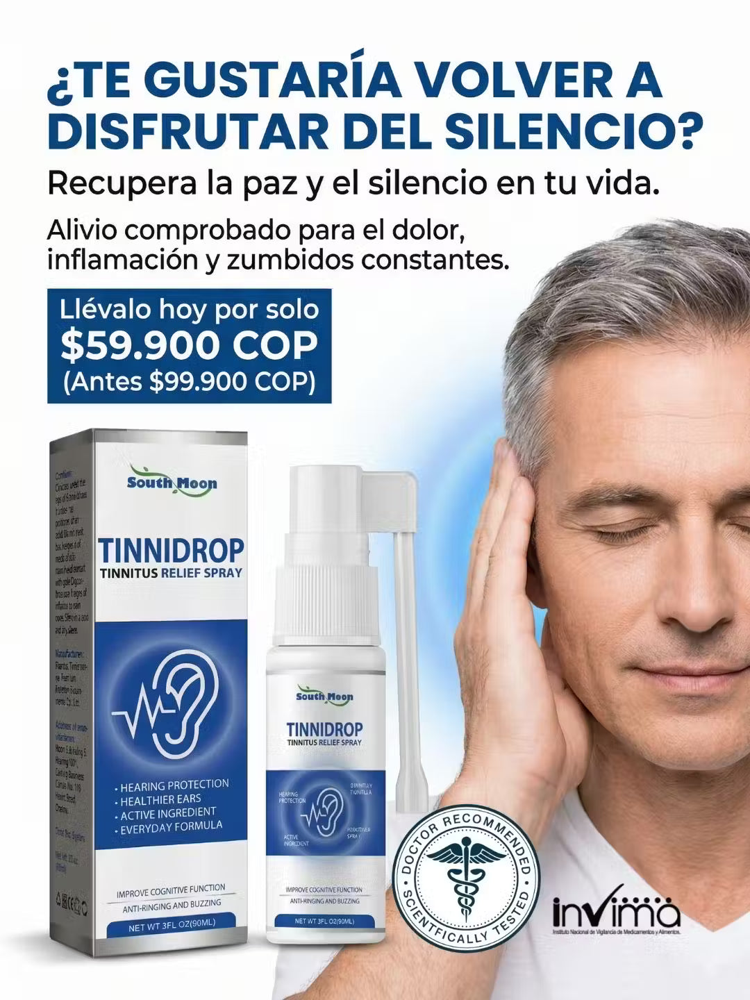 TINNIDROP | SPRAY PARA EL ALIVIO DEL ZUMBIDO, LA INFLAMACIÓN, DOLOR Y PITIDOS CONSTANTES EN LOS OÍDOS
