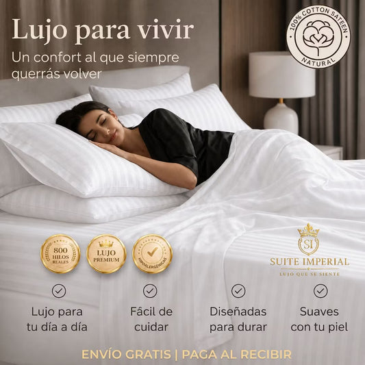 Suite Imperial 800 Hilos | Duerme como en hotel 5 estrellas desde la primera noche — Juego de 4 piezas premium EN OFERTA
