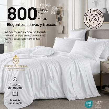 Suite Imperial 800 Hilos | Duerme como en hotel 5 estrellas desde la primera noche — Juego de 4 piezas premium EN OFERTA