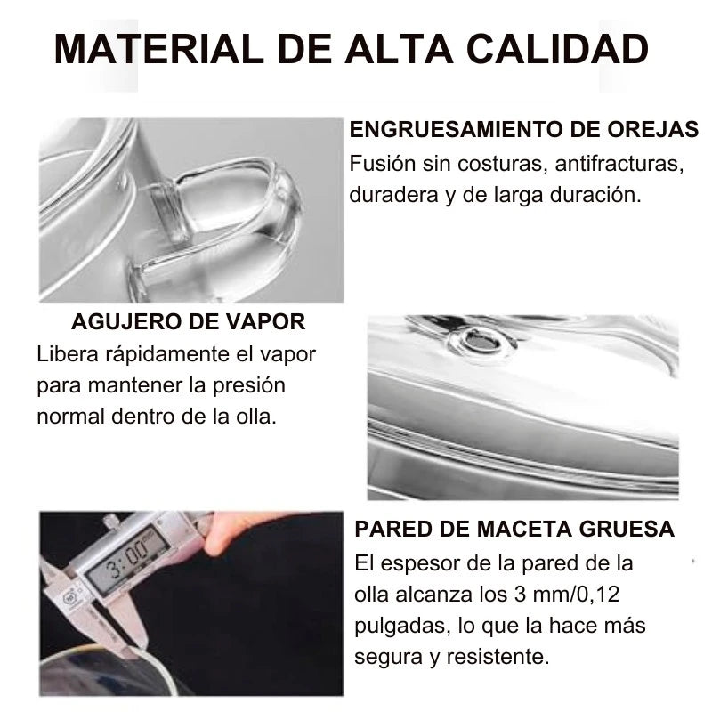 OLLA DE BOROSOLICATO GLASSFOOD® 100% ORIGINAL perfecta para preparar tus recetas favoritas 👨🏻‍🍳+ REGALO DE 5 RECETARIOS ADICIONALES