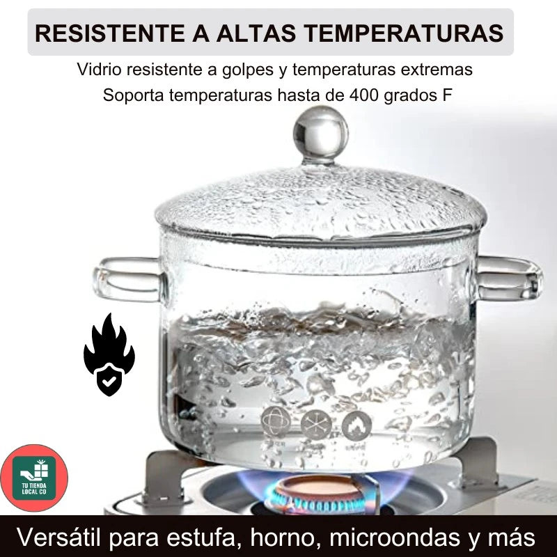 OLLA DE BOROSOLICATO GLASSFOOD® 100% ORIGINAL perfecta para preparar tus recetas favoritas 👨🏻‍🍳+ REGALO DE 5 RECETARIOS ADICIONALES