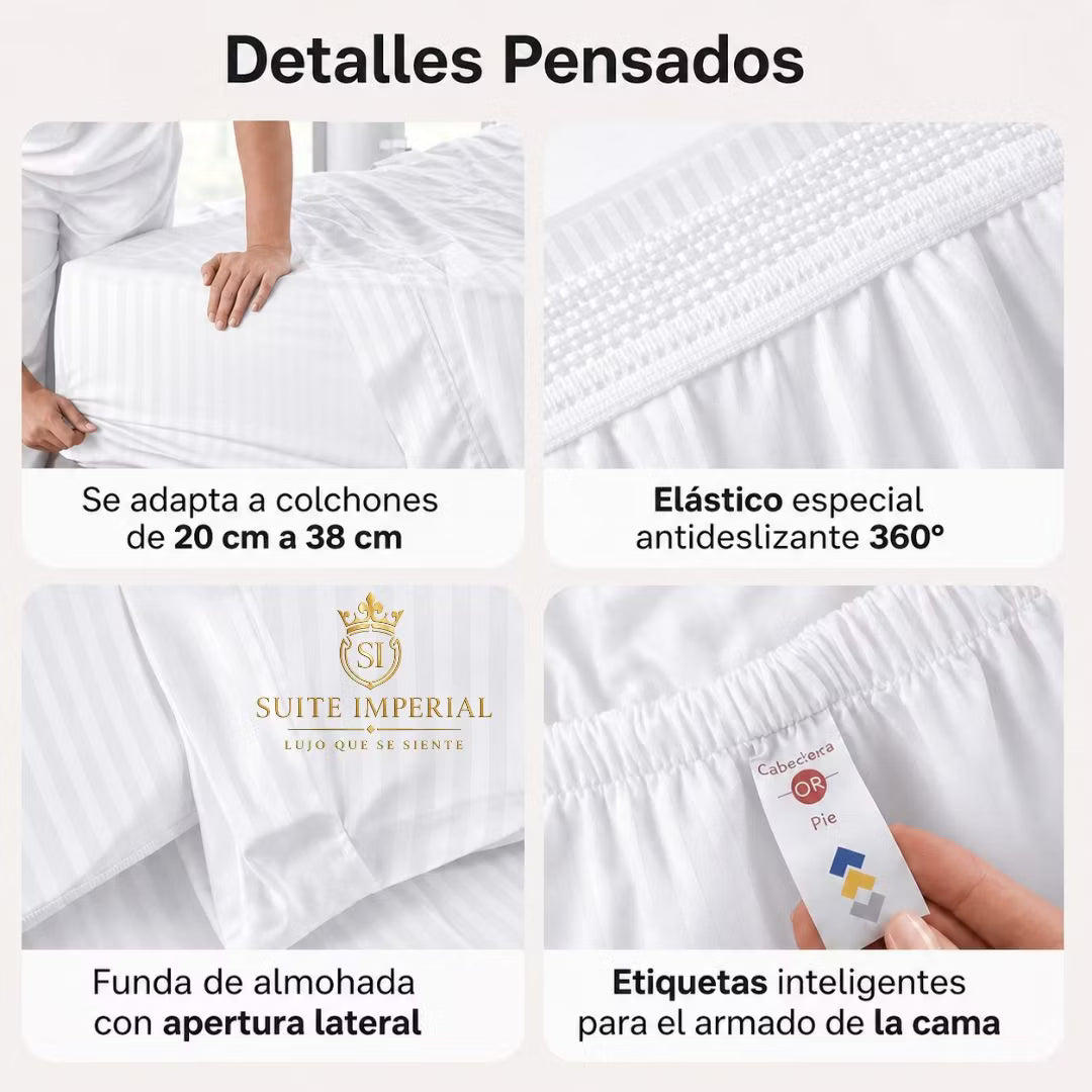 Suite Imperial 800 Hilos | Duerme como en hotel 5 estrellas desde la primera noche — Juego de 4 piezas premium EN OFERTA