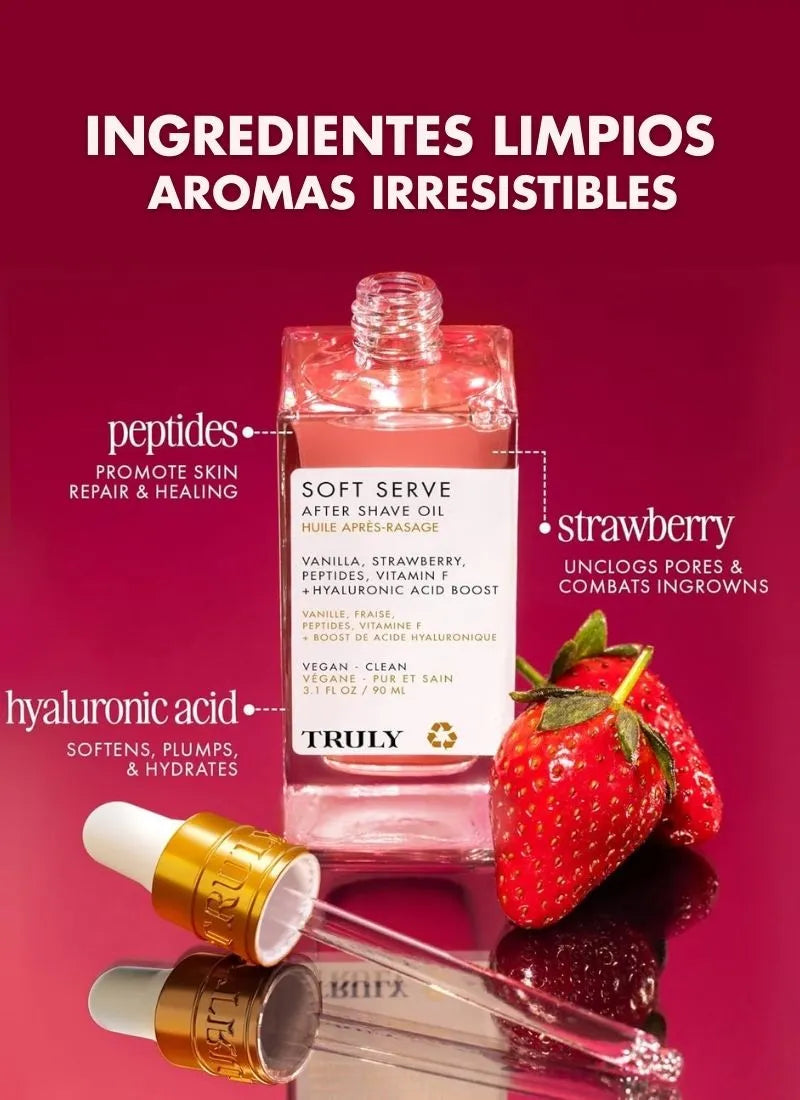 TRULY aceite para después del afeitado con aroma irresistible | Tratamiento curativo aclarante e hidratante de la zona intima. Piel suave, clara y sin irritaciones.