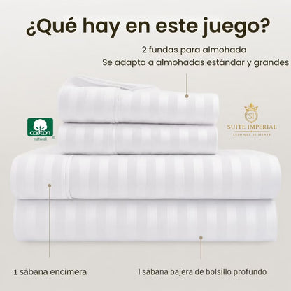 Suite Imperial 800 Hilos | Duerme como en hotel 5 estrellas desde la primera noche — Juego de 4 piezas premium EN OFERTA