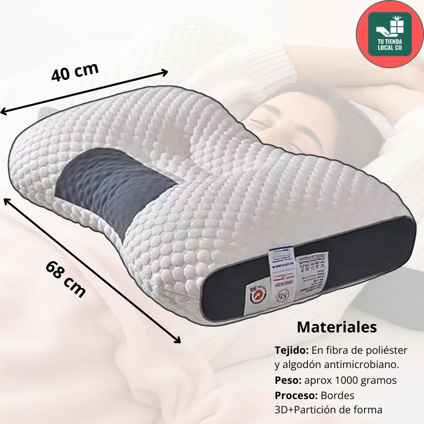 DELUXE ERGONOMIC RELAX Almohada Ortopédica 3d Con Alineación Cervical Perfecta, te brinda las mejores noches de descanso.