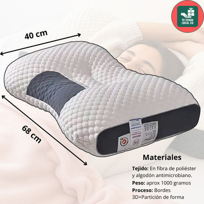 DELUXE ERGONOMIC RELAX Almohada Ortopédica 3d Con Alineación Cervical Perfecta, te brinda las mejores noches de descanso.